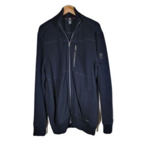 Calvin Klein Black Full Zip Heavy Collared Sweatshirt - Large